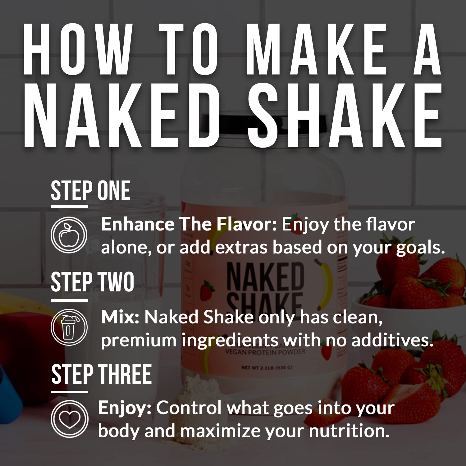 NAKED nutrition Naked Shake - Vegan Protein Powder, Strawberry Banana - Flavored Plant NAKEDBuy Supplements Australia