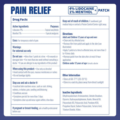 ZEEY 4% Lidocaine Pain Relief Patches, with 1% Menthol Maximum Strength OTC, for Back, Knee, Neck, Shoulders, Joints, Muscle Soreness, Fast Acting, Long Lasting, Large Gel Patch, 5.5" x 3.94", 20Ct ZEEYBuy Supplements Australia