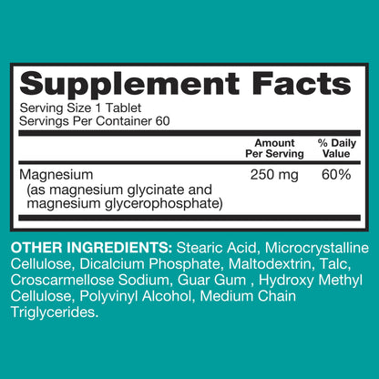 Qunol Magnesium Glycinate Complex, Gentle on Stomach, 250mg One Pill Dose, Superior-Absorption Magnesium, Nerve