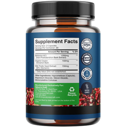 Balancing Berberine Plus 1200mg Per Serving Complex - Antioxidant Berberine with Ceylon Natures CraftBuy Supplements Australia