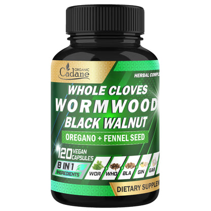 Cadane Wormwood Whole Cloves Black Walnut with Ginger, Garlic, Oregano, Fennel & Black Pepper | Digestive & Wellness Support | 120 Capsules – 60-Day Organic CadaneBuy Supplements Australia