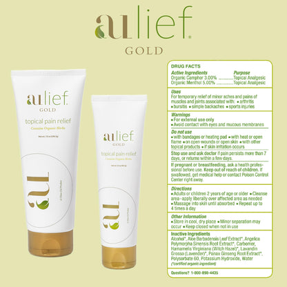 Aulief Gold Natural Pain Relief Cream – Organic Herbal Lotion for Arthritis, Joint Pain & Sore Muscles, Neck, Knee & Back Aches, Premium Organic Natural Pain Reliever, 3.2 Oz Tube AuliefBuy Supplements Australia