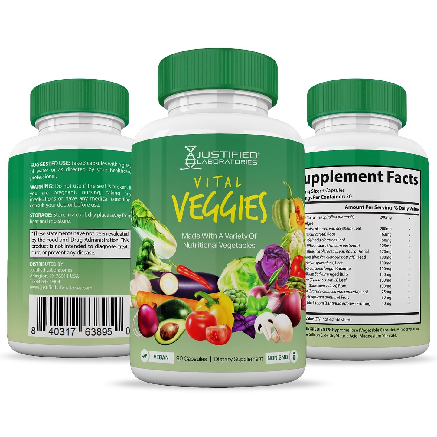 (20 Pack) Vital Fruits and Veggies Supplement Whole Food Red & Green Superfoods Justified LaboratoriesBuy Supplements Australia