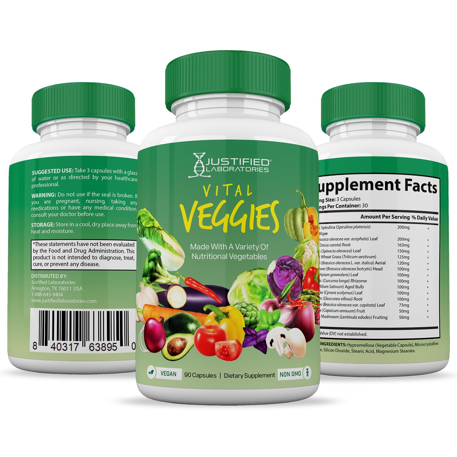 (20 Pack) Vital Fruits and Veggies Supplement Whole Food Red & Green Superfoods Justified LaboratoriesBuy Supplements Australia