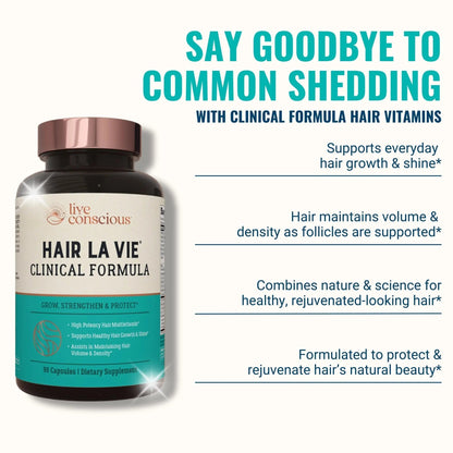 Hair La Vie Live Conscious Clinical Formula Hair Growth Vitamins for Women and Men w/Biotin, Collagen & Saw Palmetto (Pack of 1) Hair La VieBuy Supplements Australia
