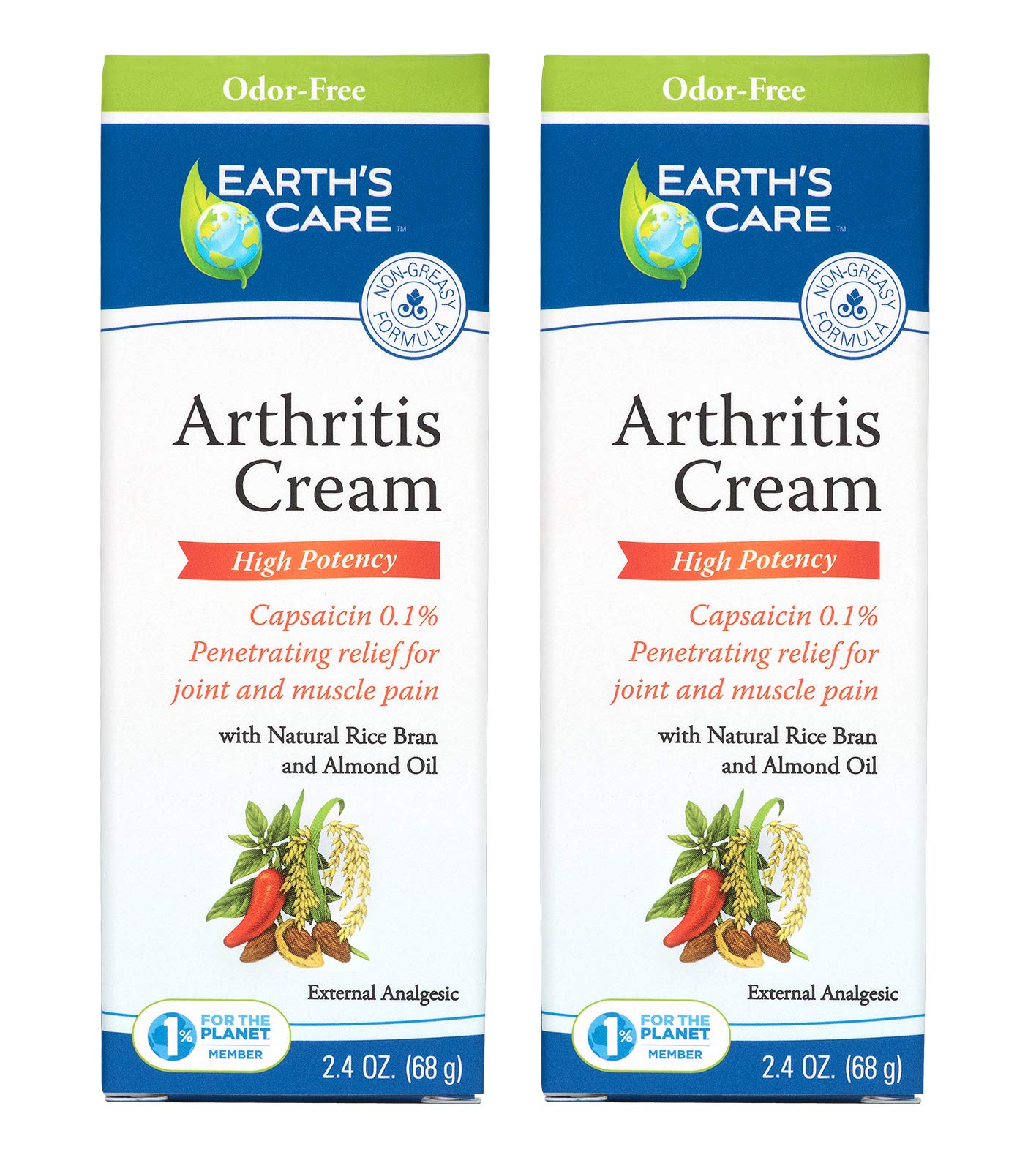 Earth's Care Arthritis Cream - Joint Cream with Natural Capsaicin - Topical Analgesic 2.4 OZ (Pack of 2) Earth's CareBuy Supplements Australia