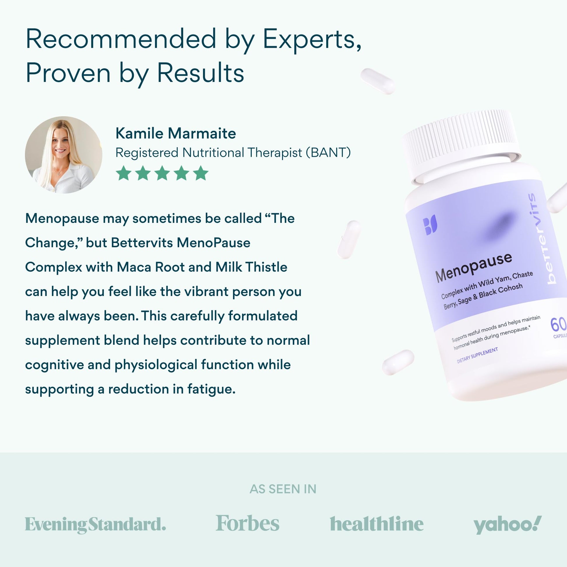 Bettervits Menopause Supplements for Women with Ashwagandha and Zinc | Hormone Balance Support with Vitamins D3 B6 B12 for Hot Flashes | Perimenopause Supplements for Monthly Wellness - 60 Capsules BettervitsBuy Supplements Australia