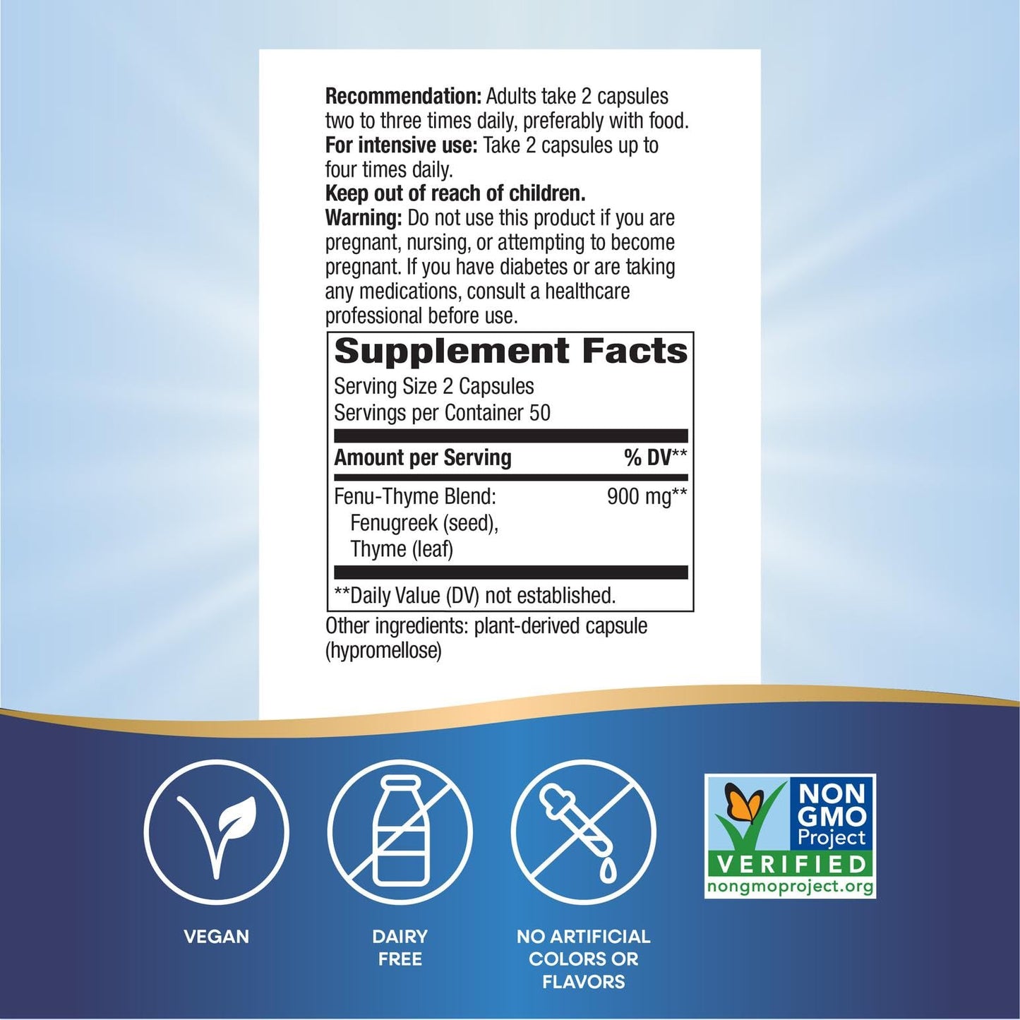 Nature's Way Fenu-Thyme - Traditional Digestive Support Blend* - 900 mg of Thyme & Fenugreek per 2-Capsule Serving - Non-GMO Project Verified & Dairy Free - 100 Vegan Capsules Nature's WayBuy Supplements Australia