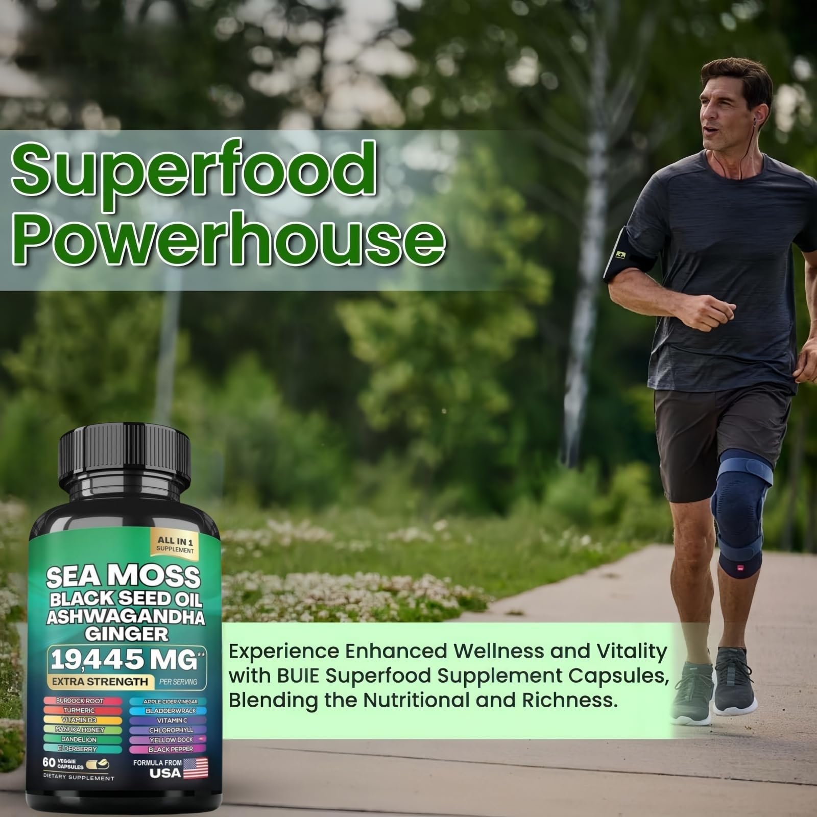 HealthyFinds Sea Moss Black Seed Oil Ashwagandha Ginger Capsules with Turmeric Bladderwrack Burdock & Vitamin C Vitamin D3 with Elderberry Manuka Dandelion Yellow Dock Iodine Chlorophyll ACV HealthyFindsBuy Supplements Australia