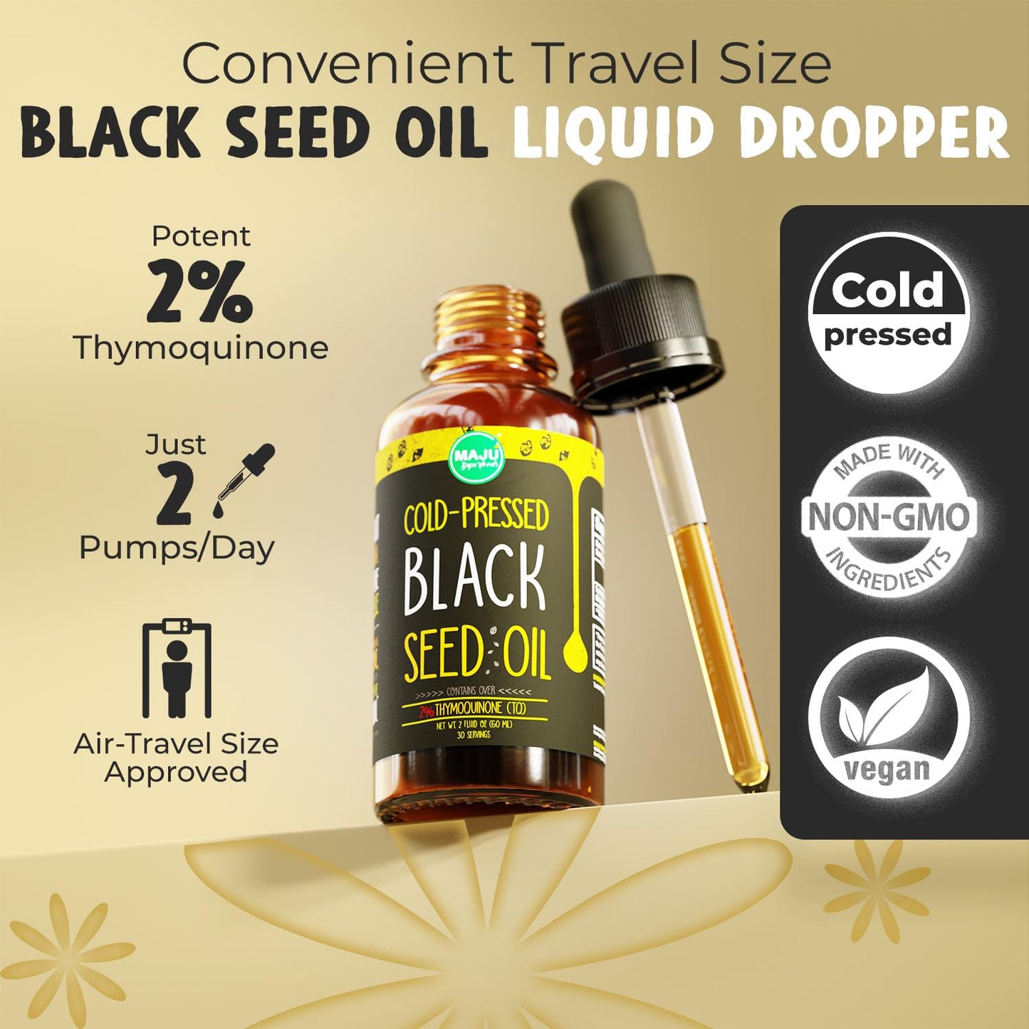 MAJU Black Seed Oil - 3 Times TQ, Cold-Pressed, Travel Size, 100% Turkish Black Cumin Maju SuperfoodsBuy Supplements Australia