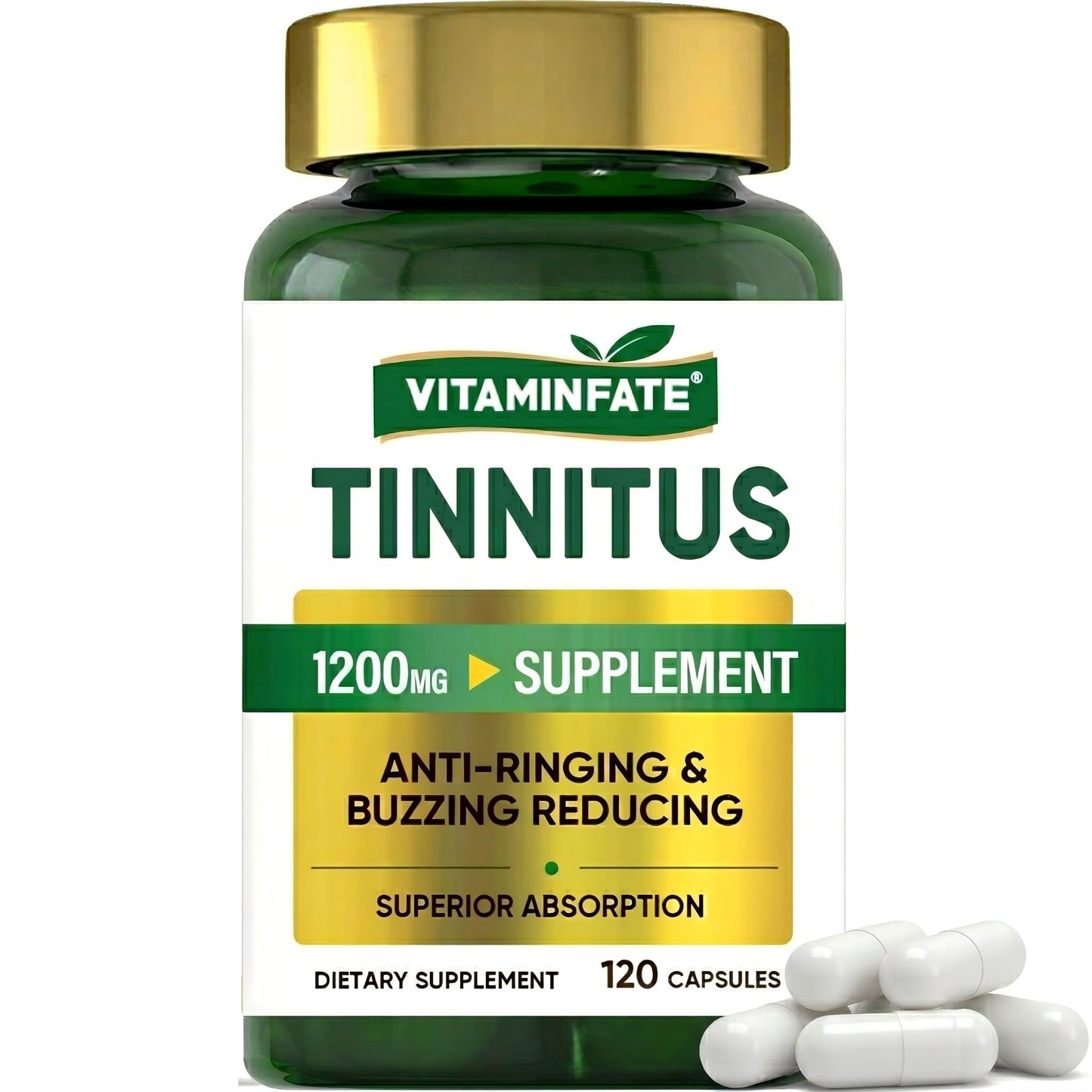 Tinnitus Relief for Ringing Ears 1200mg - 120 Capsules Advanced Ear Health Support Supplement | Supports Ear Health and Reduces Tinnitus Symptoms - Non-GMO & Vegan VITAMINFATEBuy Supplements Australia