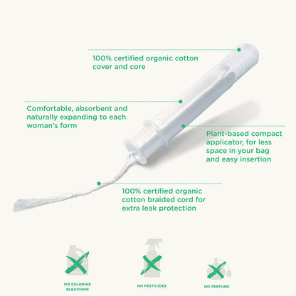 Oi | Organic Initiative - Tampons | Regular/Super Absorbency | Organic Cotton, Unscented oiBuy Supplements Australia