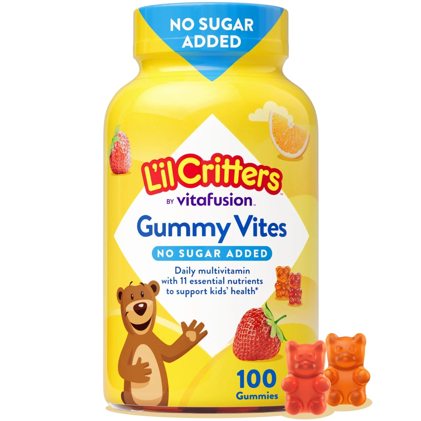 L’il Critters Gummy Vites No Sugar Added Daily Gummy Multivitamin for Ages 2+ Toddlers & Kids, Vitamin C, D3 for Immune Lil Critters