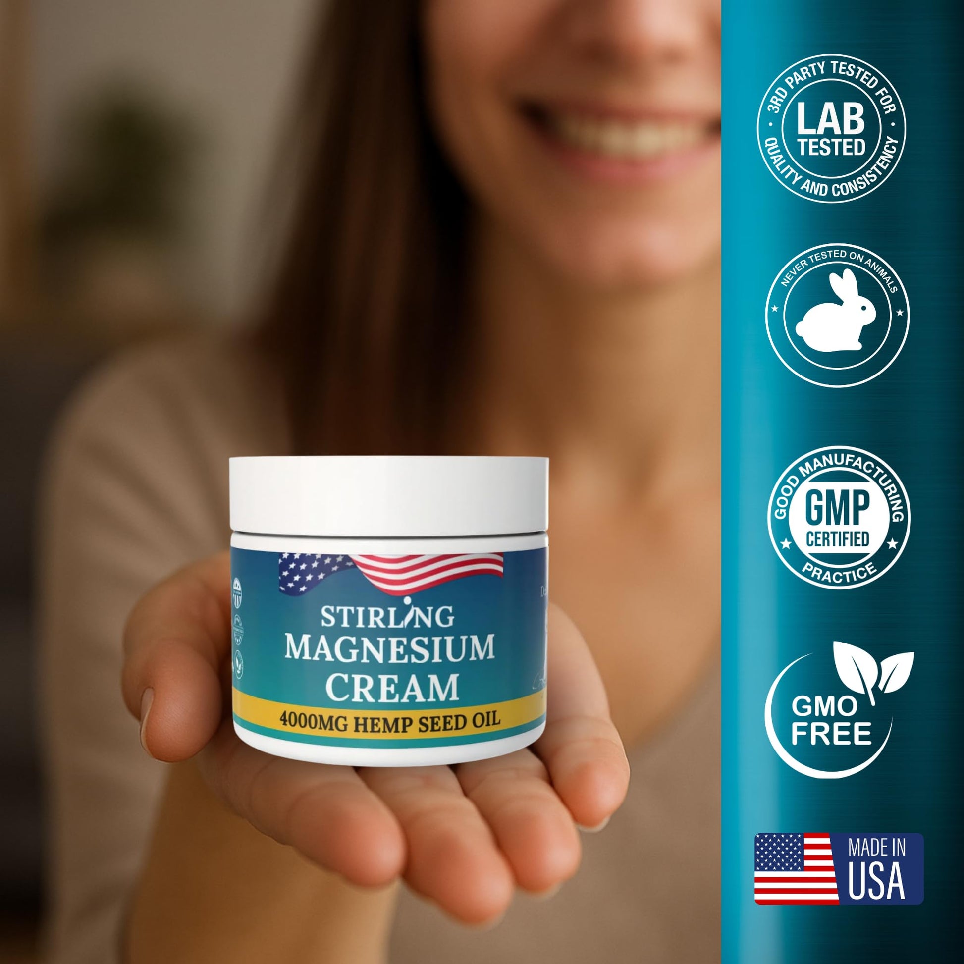 STIRLING Magnesium Cream - 4000mg Hemp Seed Oil + Magnesium & Arnica - Supports Joint Mobility, Muscle Comfort & Back Function - Made in USA with Premium Ingredients STIRLINGBuy Supplements Australia