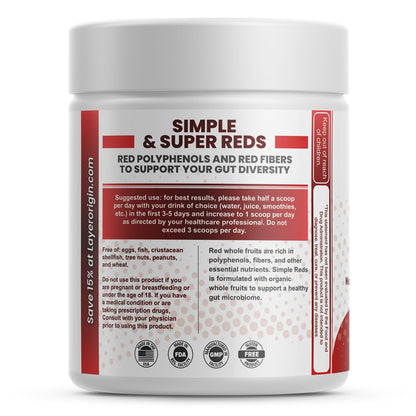 Layer Origin Simple Reds - Organic Red Polyphenols Whole Fruit Powder | Five Real Whole Fruits | 30 Servings Layer OriginBuy Supplements Australia