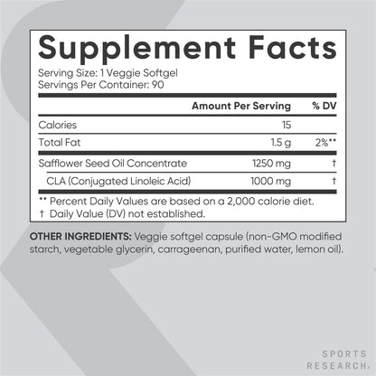 Sports Research Vegan CLA - 1250mg with Active Conjugated Linoleic Acid for Men Sports ResearchBuy Supplements Australia
