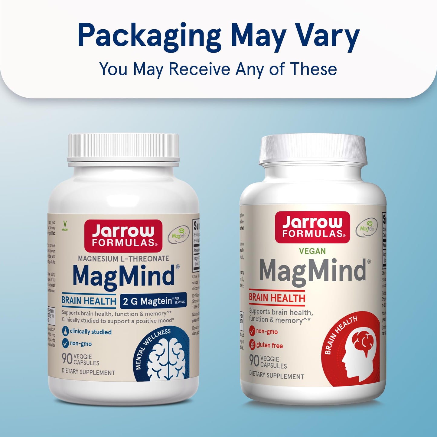 Jarrow Formulas Magnesium L-Threonate, MagMind Magtein Magnesium Supplement, Supplements for Memory Support, 90 Veggie Capsules