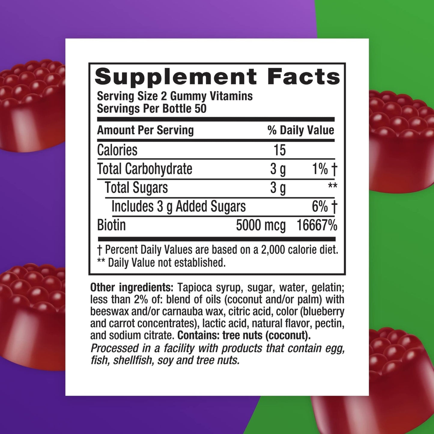 vitafusion Extra Strength Biotin Gummy Vitamins, Berry Flavored, 5,000 mcg Biotin Vitamins VitafusionBuy Supplements Australia