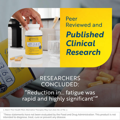Researched Nutritionals ATP 360 - Mitochondrial Supplements to Support Entire Energy Cycle & Cell Membranes - Clinically Researched ATP Supplements, High Dose CoQ10, R-Lipoic Acid & PQQ, 90 Capsules Researched NutritionalsBuy Supplements Australia