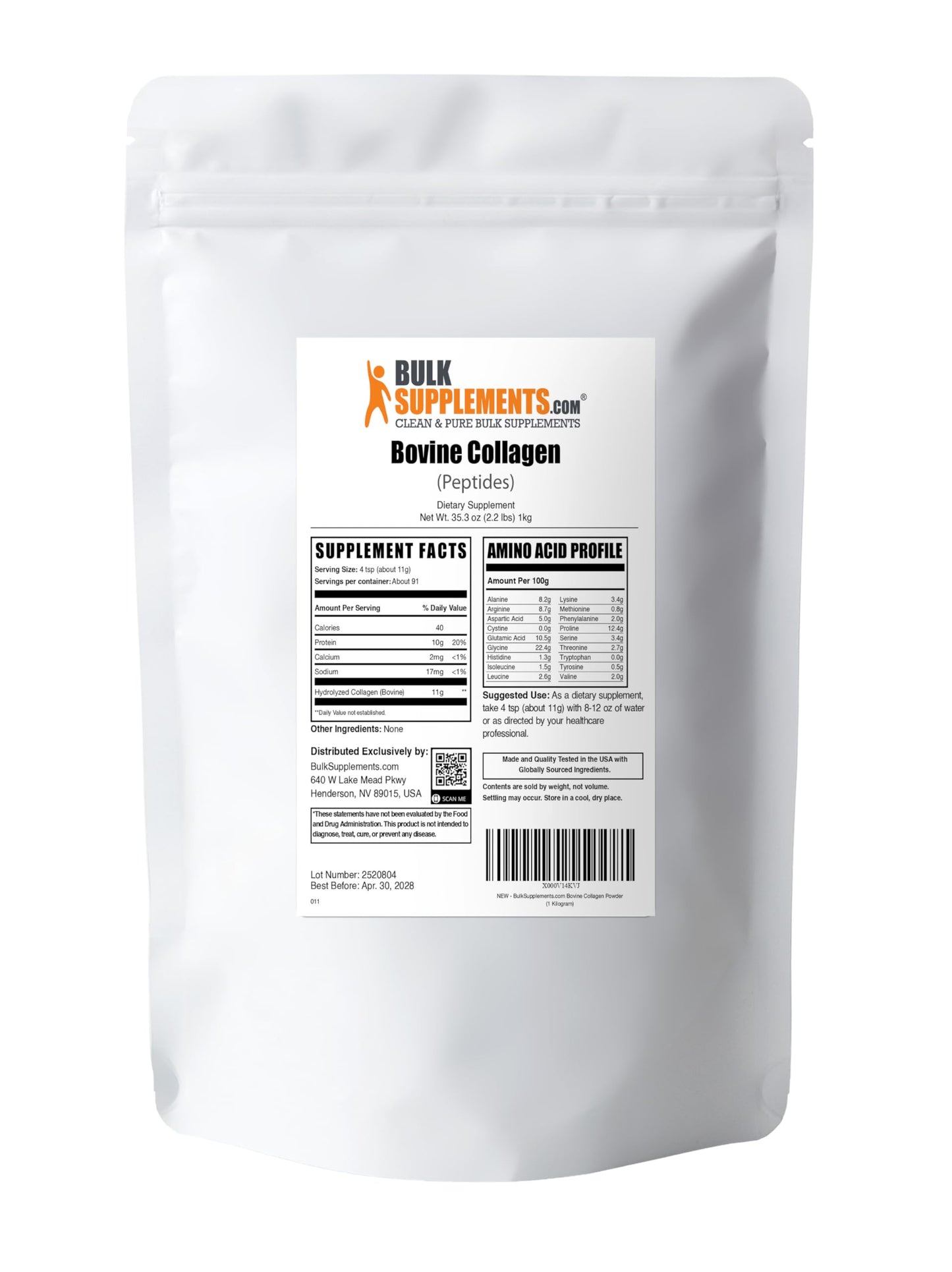 BulkSupplements.com Collagen Peptides Powder - Bovine Collagen Powder, Powdered Collagen Supplement - Hydrolyzed & Gluten Free, 11g per Serving, 1kg (2.2 lbs) (Pack of 1) BulkSupplementsBuy Supplements Australia