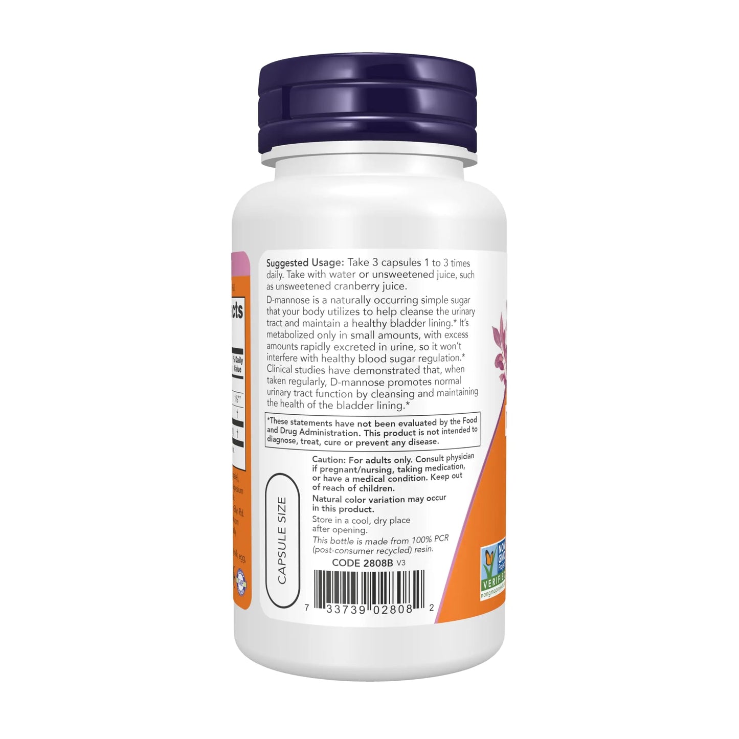 Now Foods Supplements, D-Mannose 500 mg, Non-GMO Project Verified, Healthy Urinary Tract*, 60 Veg Capsules NOW FoodsBuy Supplements Australia