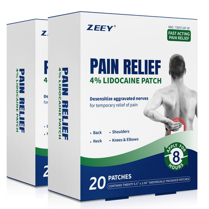 ZEEY 4% Lidocaine Pain Relief Patches, Maximum Strength OTC, for Back, Knee, Neck, Shoulders, Joints, Muscle Soreness, Fast Acting, Topical Anesthetic, Large Gel Patch, 5.5" x 3.94", 40Ct ZEEYBuy Supplements Australia