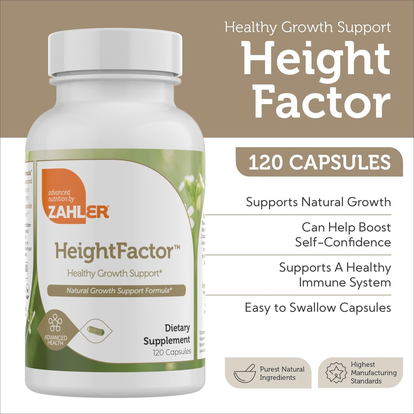 Zahler - Height Factor Healthy Growth Support Vitamin & Mineral Capsules (120 Count) - Kosher Height & Growth Supplement for Kids, Teens & Young Adults - Grow Taller Growth Hormone Support Nutrients ZahlerBuy Supplements Australia