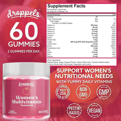 Droppels His & Hers Bundle: Men's & Women's Multivitamin Gummies | Vegan, Non-GMO, Pectin-Based | BlackBerry & Peach Tea Flavors DroppelsBuy Supplements Australia