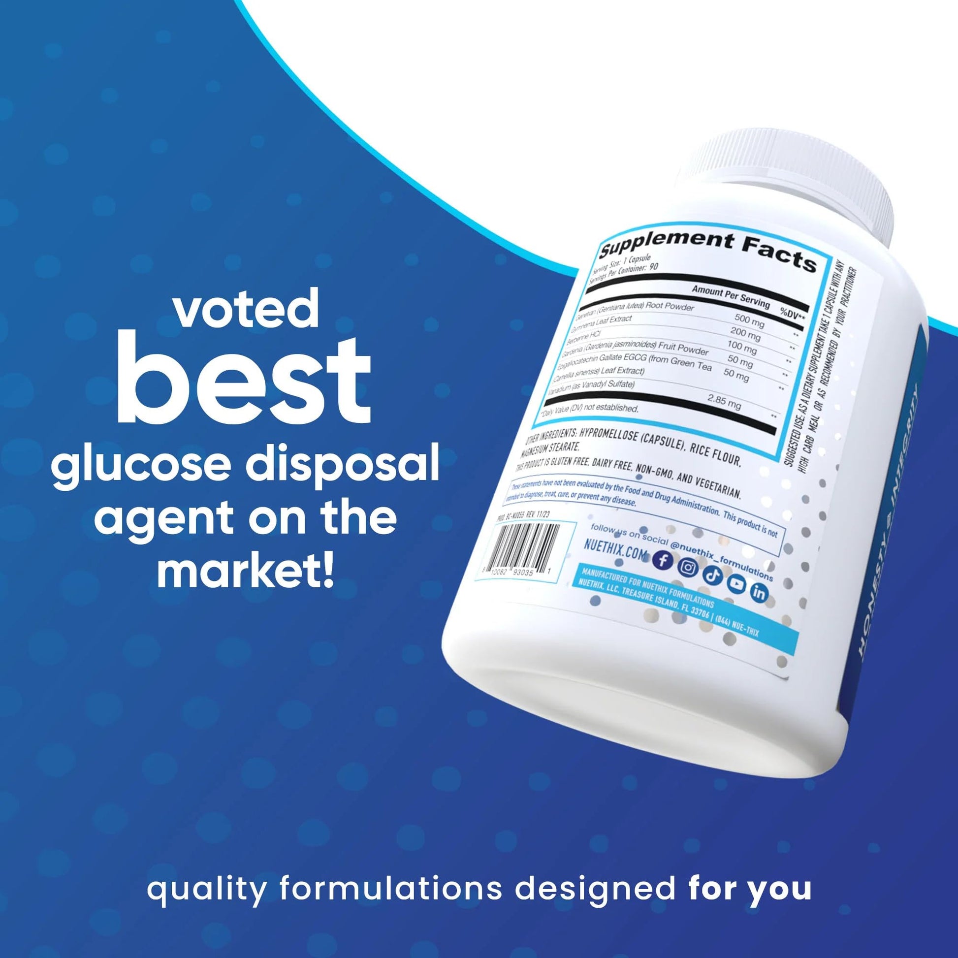 NuEthix Formulations GDA-MAX PRO, Double Berbine HCL Supplement, Supports Glucose Metabolism, Weight Management, Immune Support, Heart Health - Non GMO, Gluten Free, Dairy Free, 90 Count NuEthix FormulationsBuy Supplements Australia