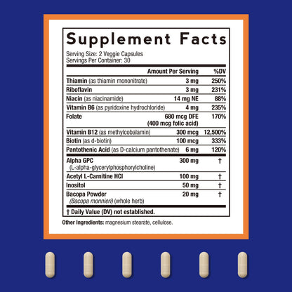 Doctor's Recipes Alpha GPC 300 mg Supplement, with 8 B Vitamins, Inositol, Acetyl L-Carnitine, Highly Bioavailable Source of Choline, 12-in-1 Cognitive Support for Women & Men, 60 Veggie Capsules Doctor's RecipesBuy Supplements Australia