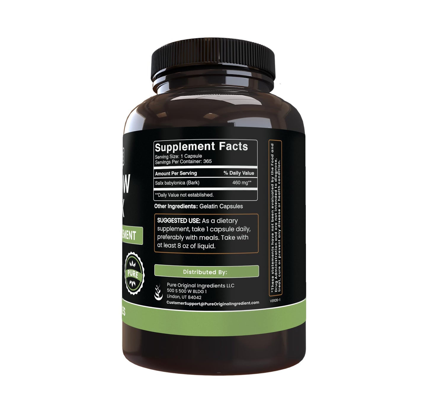 PURE ORIGINAL INGREDIENTS Willow Bark Extract (365 Capsules) No Magnesium Or Rice Fillers, Always Pure, Lab Verified PURE ORIGINAL INGREDIENTSBuy Supplements Australia