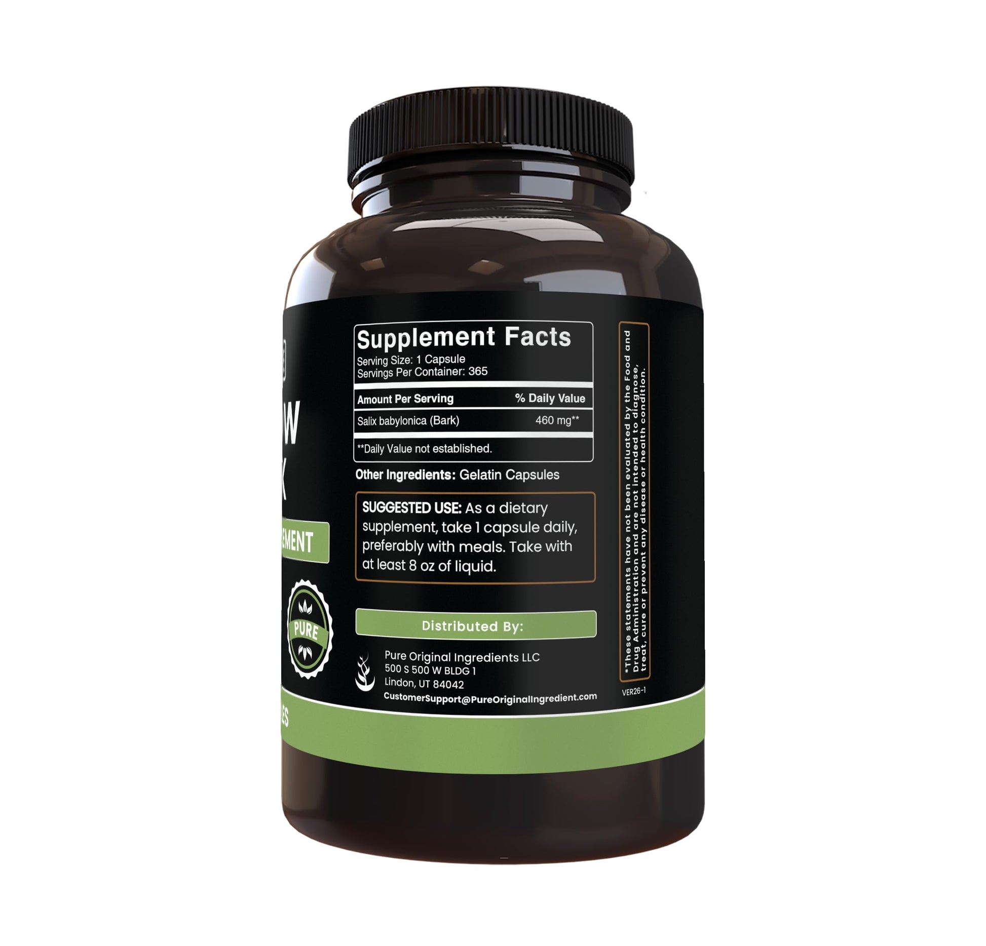 PURE ORIGINAL INGREDIENTS Willow Bark Extract (365 Capsules) No Magnesium Or Rice Fillers, Always Pure, Lab Verified PURE ORIGINAL INGREDIENTSBuy Supplements Australia