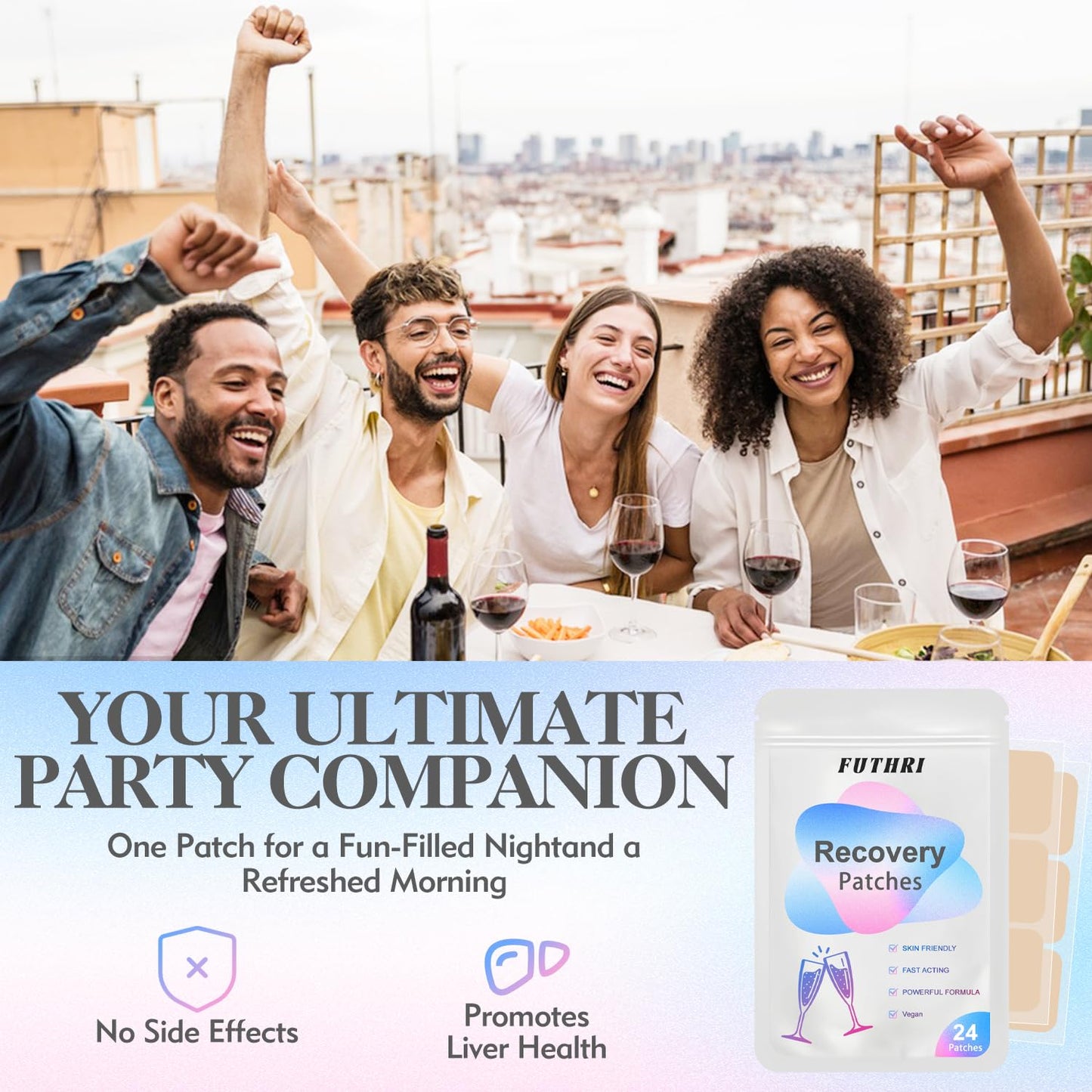 FUTHRI Recovery Patch 24 Pack: Wake Up Refreshed with Natural Ingredients - Waterproof & Skin-Friendly - Pre-Drink Patch for Festivals & Nights Out FUTHRIBuy Supplements Australia