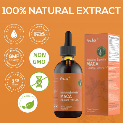 Fisjoy Organic Maca Liquid Drops with Ashwagandha & Beet Root – Supports Daily Vitality & Overall Wellness – Non-GMO, Vegan Herbal Supplement, 2 fl oz (60 mL) FisjoyBuy Supplements Australia