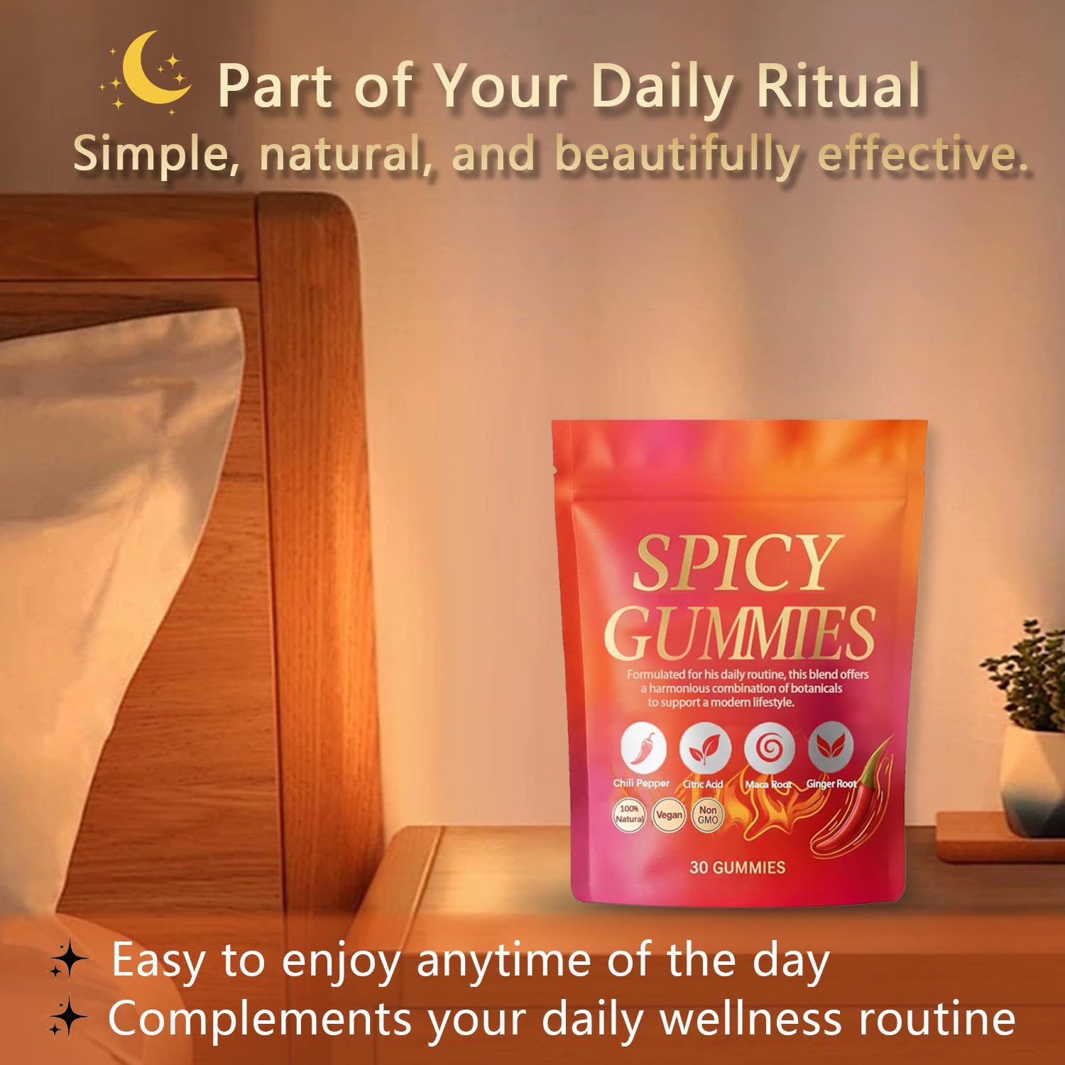 Spicy Gummy, Hot Peach Gummies – Natural Chili Flavor, Promote Calmness and Intimacy Wellness, 30 Gummies VoererhBuy Supplements Australia