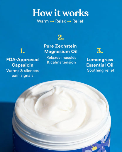 ASUTRA Melt Pain Away Magnesium Cream – Warming Capsaicin Formula for Leg Cramps, Muscle Tension & Nighttime Leg Relief – Fast-Absorbing, Non-Sticky Topical Magnesium Lotion for Feet & Body ASUTRABuy Supplements Australia
