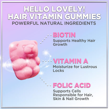 Hello Lovely! Hair Vitamins Gummies with Biotin 5000 mcg Vitamin E & C Support Hair Growt Hello Lovely!Buy Supplements Australia