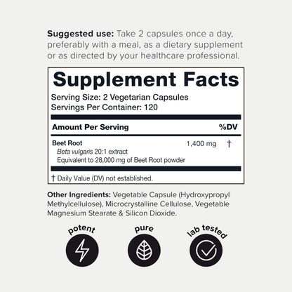 28,000mg 20x Concentrated Extract Beet Root Capsules - Natural Nitric Oxide Booster ToniiqBuy Supplements Australia