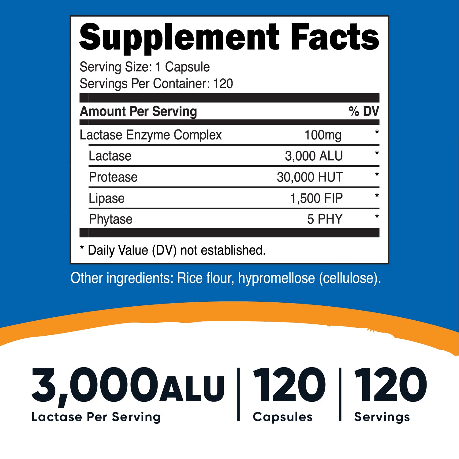 Nutricost Lactase Enzyme Complex 3,000 FCC ALU, 120 Veggie Capsules - Non-GMO NutricostBuy Supplements Australia