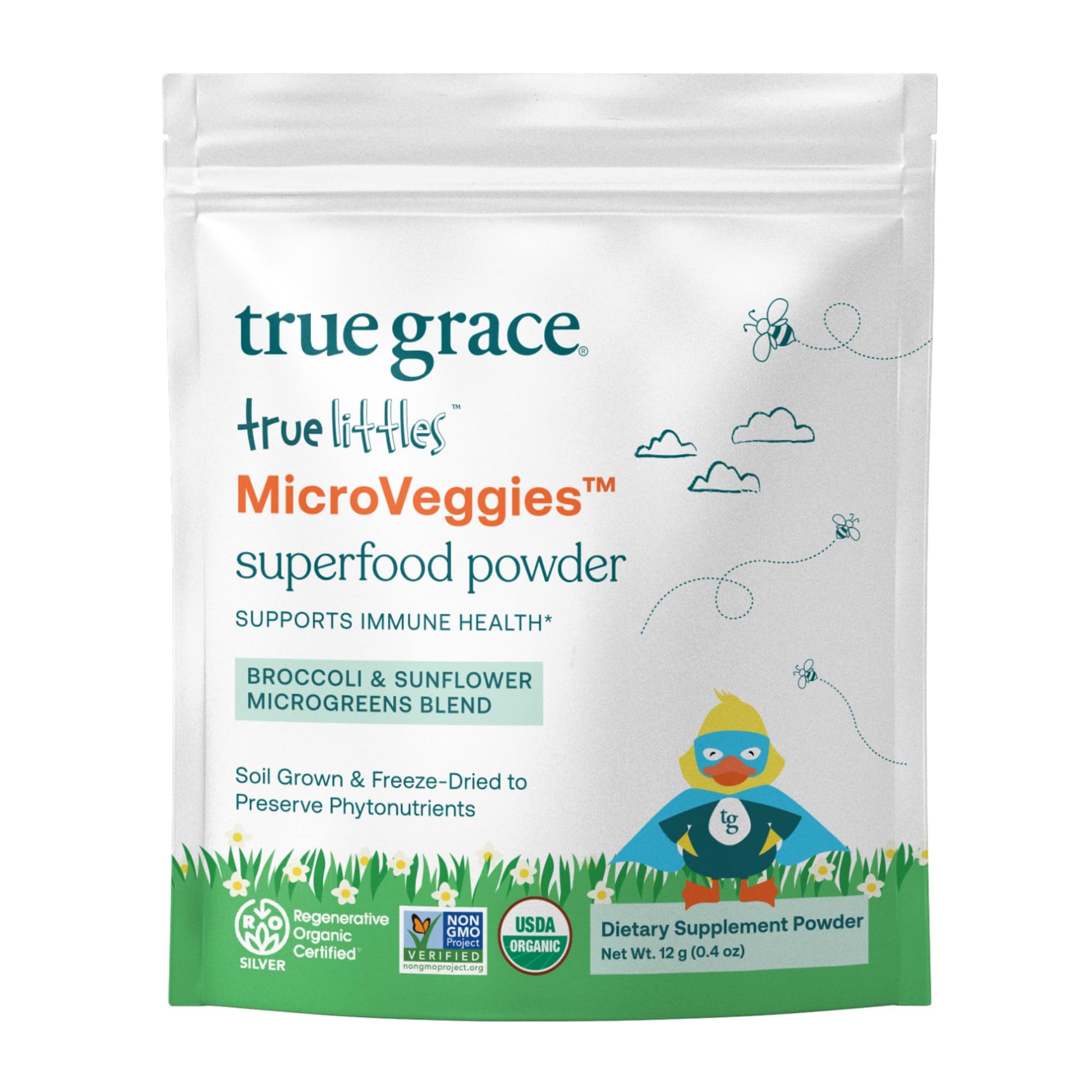 True Grace True Littles MicroVeggies - 0.4 oz - Kids Daily Superfood Powder for Immune Health - Gluten & Soy Free, Vegan, Regenerative Organic Certified - 30 Servings True GraceBuy Supplements Australia