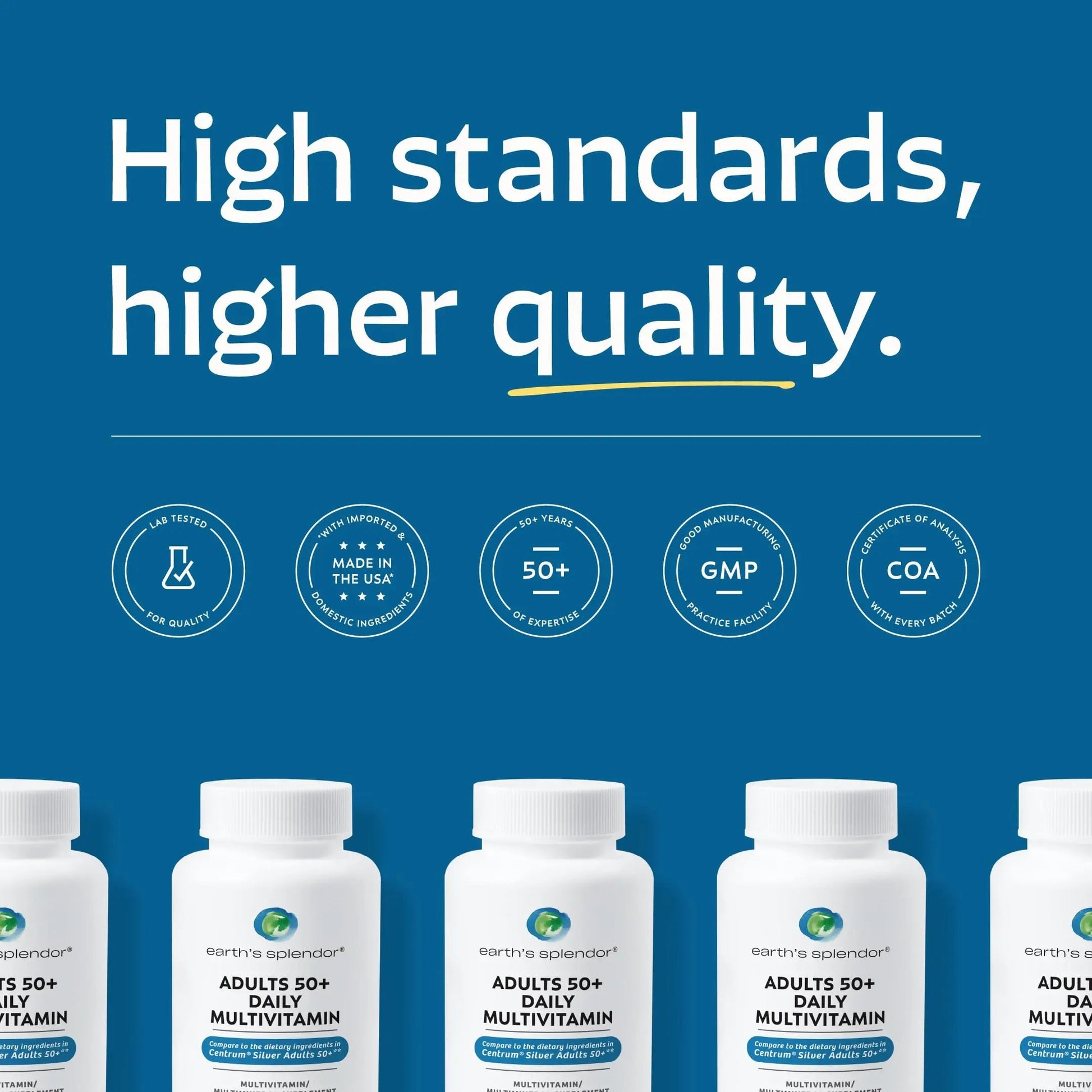 Earth's Splendor Adults 50+ Daily Vitamin- Overall Wellness Support, Daily Nutrients, 120 Day Supply Earth's Splendor