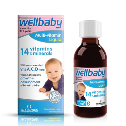Vitabiotics Wellbaby Multi-Vitamin Liquid - Immune System Multivitamin for Infants and Babies Ages 6 Months to 4 Years - 150mL WELLBABY
