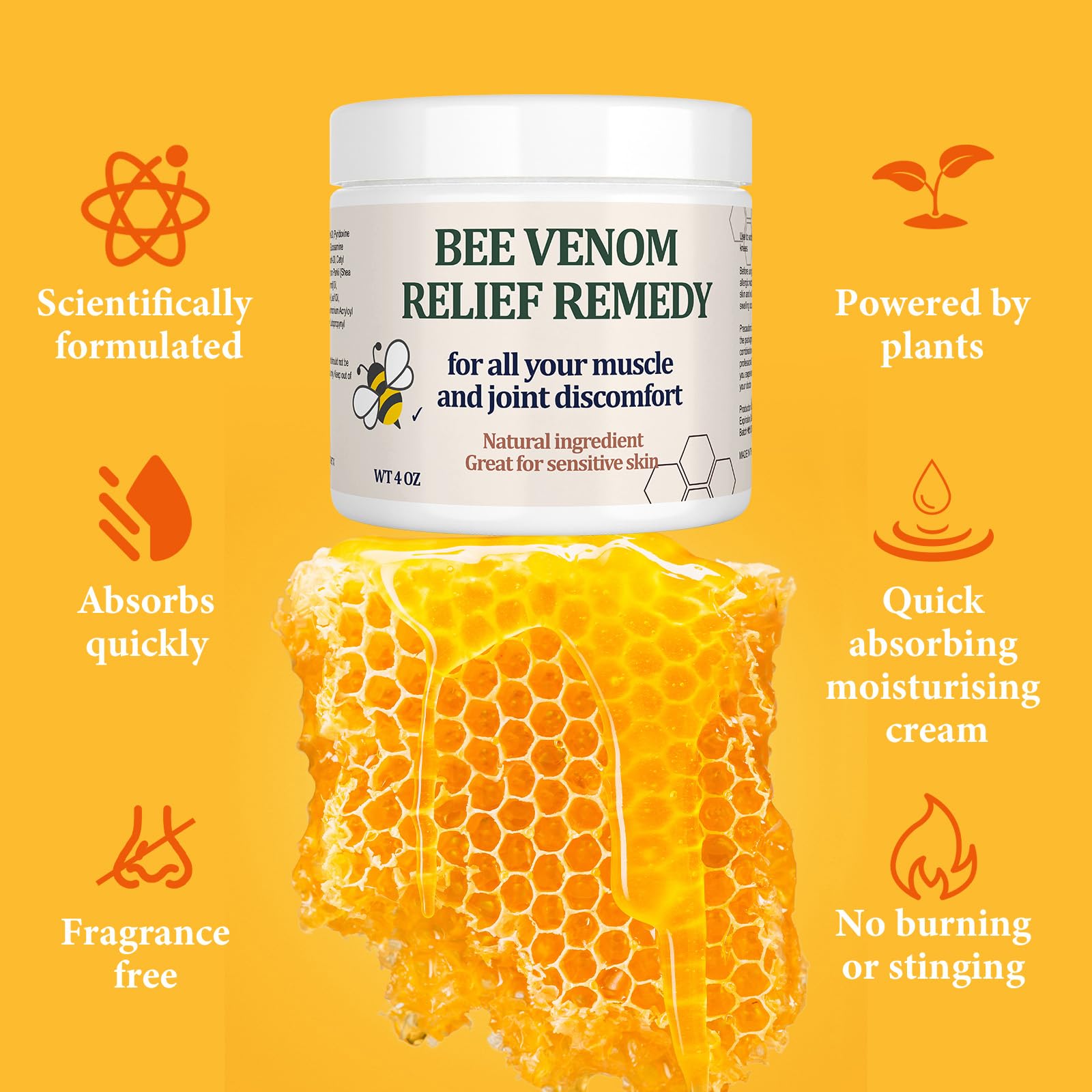 KOKOMAANE Bee Venom Muscle Bone Cream, Fast Acting, for Back, Neck, Hand, Foot, Knee, Muscle, Shoulder, Topical, Wrist, Elbow, Hip, Nerve, Plantar, Ankle, Foot discomfort, Vitamin B6 KOKOMAANEBuy Supplements Australia