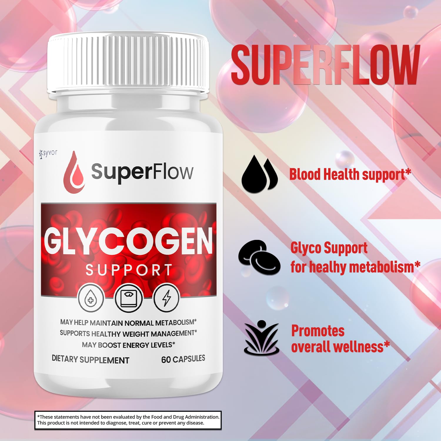 (2 Pack) Super Flow Glycogen Support, Official SuperFlow Advanced Formula Glyco Optimizer Capsules, All Natural Super Flow Pills, Daily Wellness Supplement to Support Healthy Balance (120 Capsules) SyvorBuy Supplements Australia