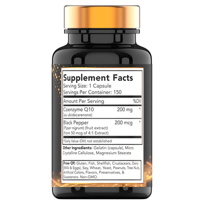 tnvitamins Ultra Potent CoQ-10 200 MG - 150 Capsules with Black Pepper Extract tnvitaminsBuy Supplements Australia