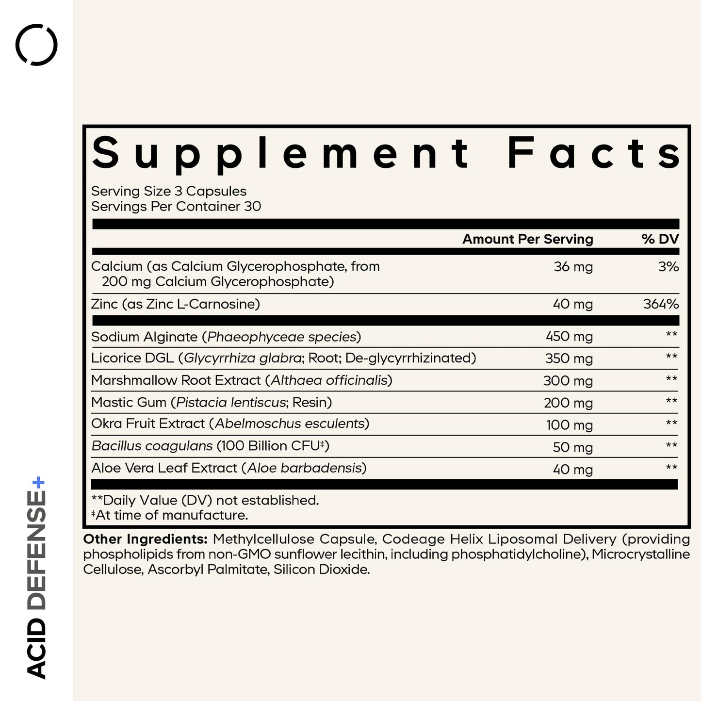 Codeage Acid Defense+ Supplement - Marshmallow Root, DGL Licorice, Aloe Vera, Probiotics, Alginic Acid, Zinc-L-Carnosine, Mastic Gum, Okra Fruit - Digestion Support - Non-GMO - 90 Capsules CodeageBuy Supplements Australia