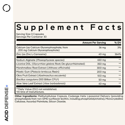 Codeage Acid Defense+ Supplement - Marshmallow Root, DGL Licorice, Aloe Vera, Probiotics, Alginic Acid, Zinc-L-Carnosine, Mastic Gum, Okra Fruit - Digestion Support - Non-GMO - 90 Capsules CodeageBuy Supplements Australia