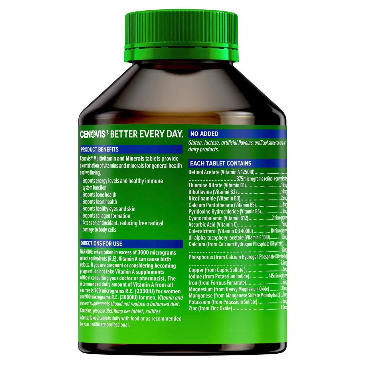 Cenovis Multivitamin and Minerals 200 Tablets CenovisBuy Supplements Australia