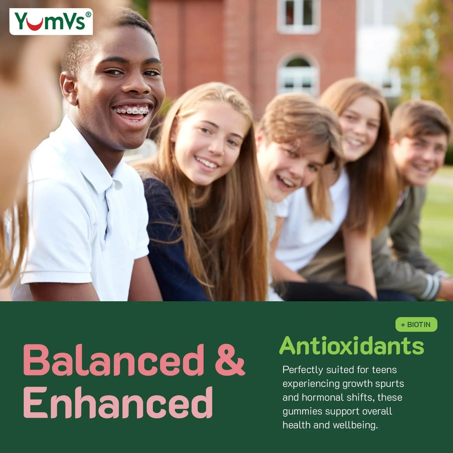 YumVs Teen Multivitamin Gummies with Biotin and Antioxidants - Raspberry Flavor - Hair Skin Nails Support - Kosher Teenager Vitamins YUM-V'SBuy Supplements Australia