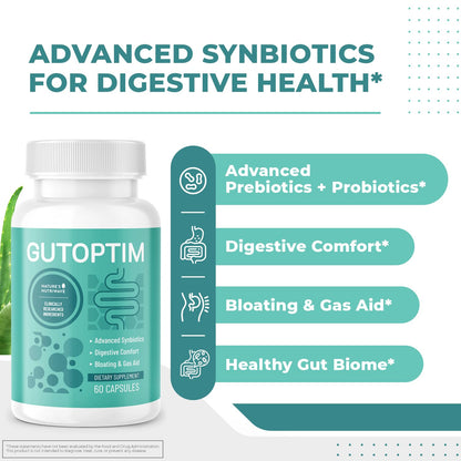 GutOptim Probiotic & Prebiotic Capsules | Pre and Probiotics for Synbiotic Gut Health & Bloating Relief for Women & Men | Enzyme with Probiotics for Digestive Health | Non-GMO, 60 Ct, 3 Month Supply Nature’s NutriWaveBuy Supplements Australia